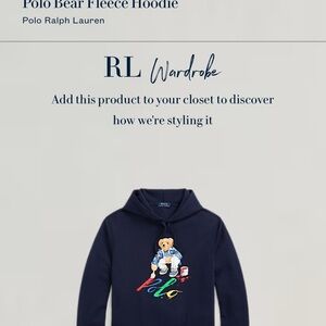 Ralph Lauren Navy Hoodie with Polo Bear